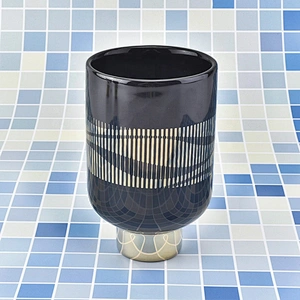10oz Home decoration ceramic black custom candle holders wholesale