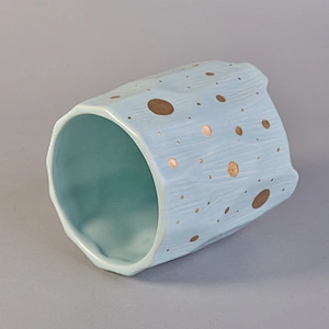 Sunny custom empty blue ceramic jar for candle making 10oz