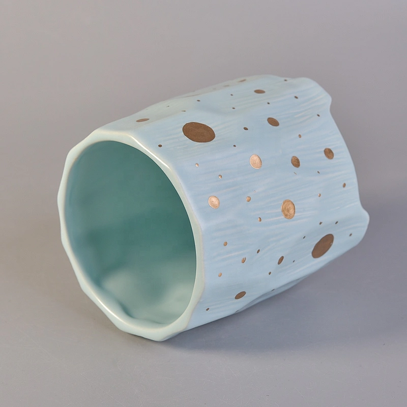 Sunny custom empty blue ceramic jar for candle making 10oz