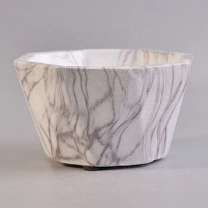 Geo cut clay candle holder concrete candle jar in bulk