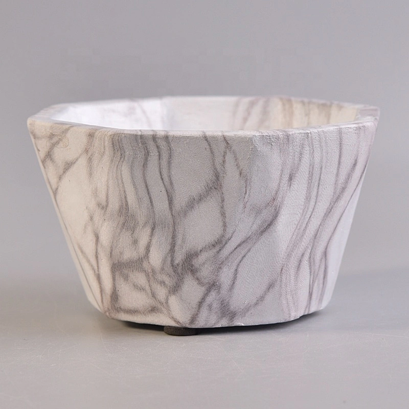 Geo cut clay candle holder concrete candle jar in bulk