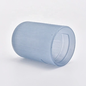 Cylinder customized striped candle vessel glass candle holder home decoration