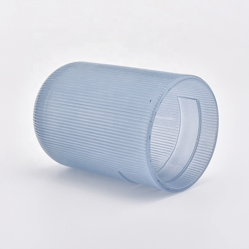 Cylinder customized striped candle vessel glass candle holder home decoration