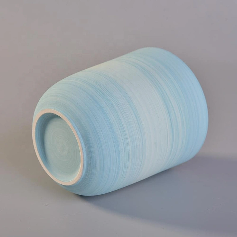 Sunny eco friendly Luxury blue matte ceramic candle jar holder