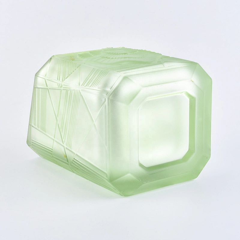 Sunny Wholesales custom green square Glass candle jar 10oz 12oz