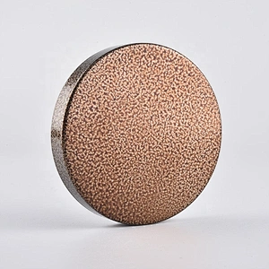 Custom round amber metal lid cover for candle jar holder