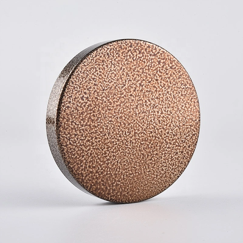 Custom round amber metal lid cover for candle jar holder