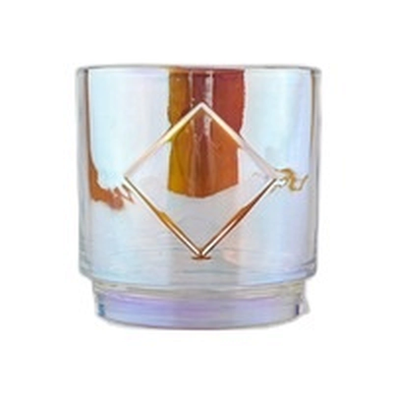 holographic glass candle jars with metal label
