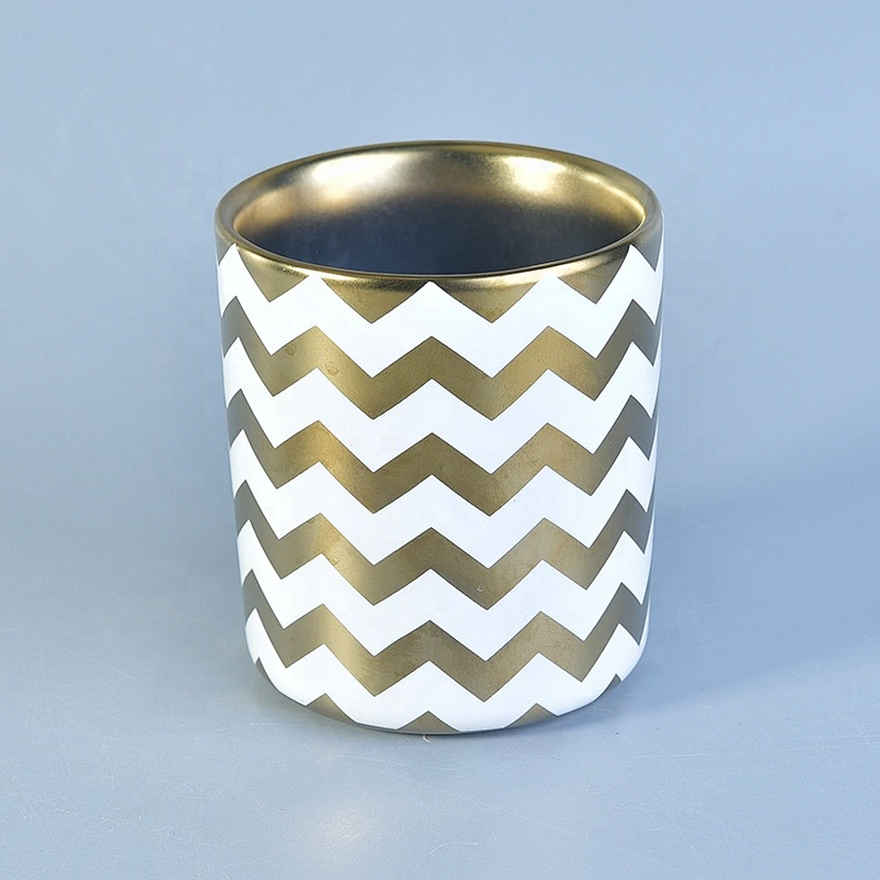 Handmade electroplating cylinder ceramic candle containers votive scented candle vessels home decoration use