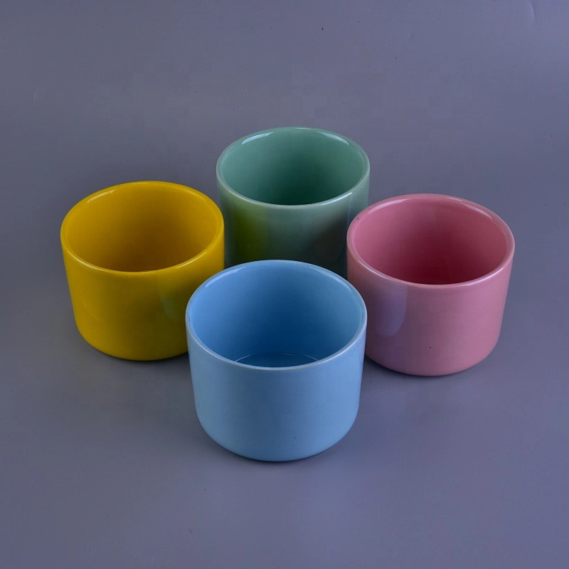 Pearl Glazed Ceramic Candle Holders in Solid Colors Home Decor