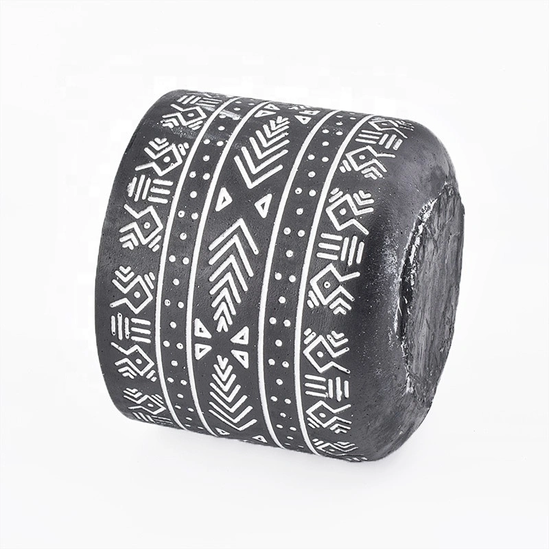Wholesale cylinder black concrete candle vessel party decoration