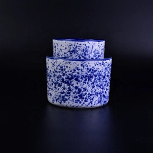 Round vintage terrazzo ceramic candle jars for home decor