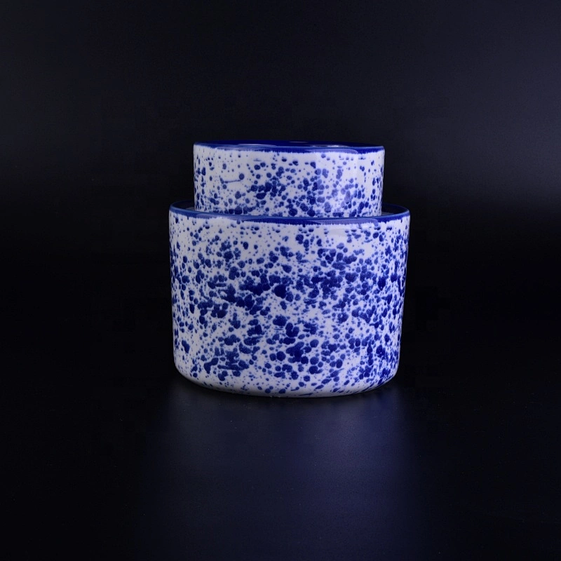 Round vintage terrazzo ceramic candle jars for home decor
