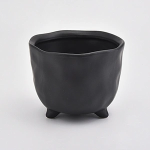 Matte black ceramic candle vessel wholesales