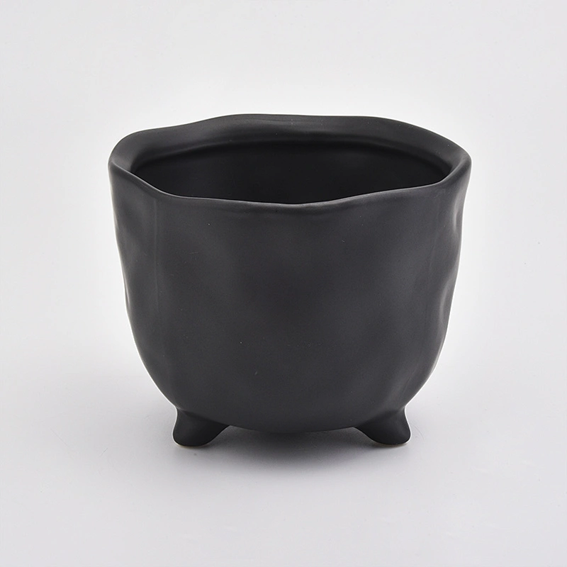 Matte black ceramic candle vessel wholesales