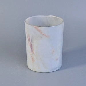 Wholesales White Marble Glass Candle Holders Home Decoration