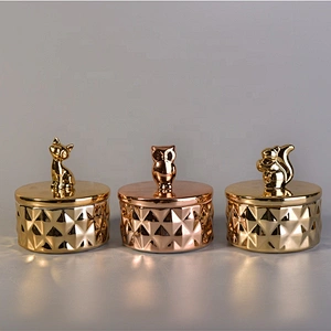 200ml Electroplating ceramic candle jars with lid in bulk
