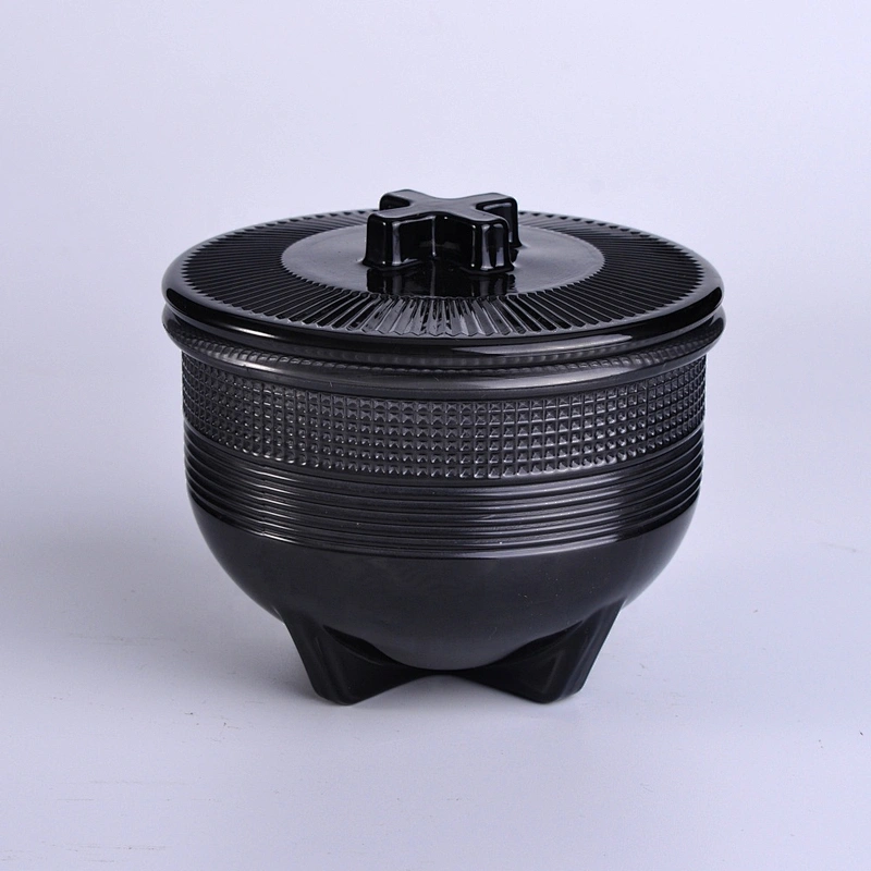 Crystal luxury black glass candle jar with lid