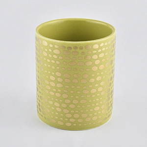 Hot selling bulk gold decorative unique ceramic candle jar for wedding