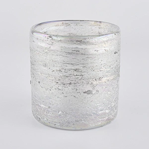 unique finish glass vessel for cadle making, hand made white glass candle container