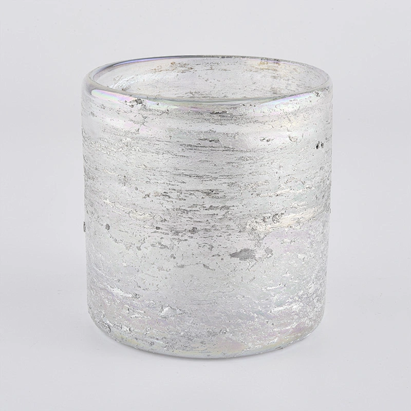 unique finish glass vessel for cadle making, hand made white glass candle container