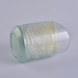 unique designed glass candle holder light green translucent candle jar