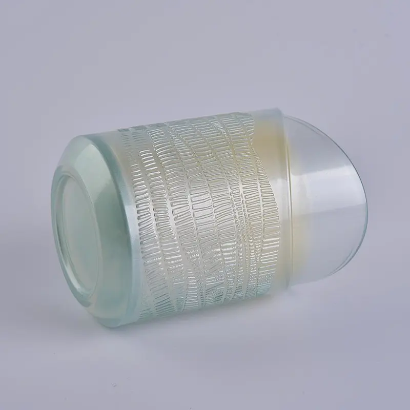 unique designed glass candle holder light green translucent candle jar