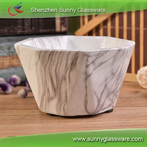 Geo cut clay candle holder concrete candle jar in bulk