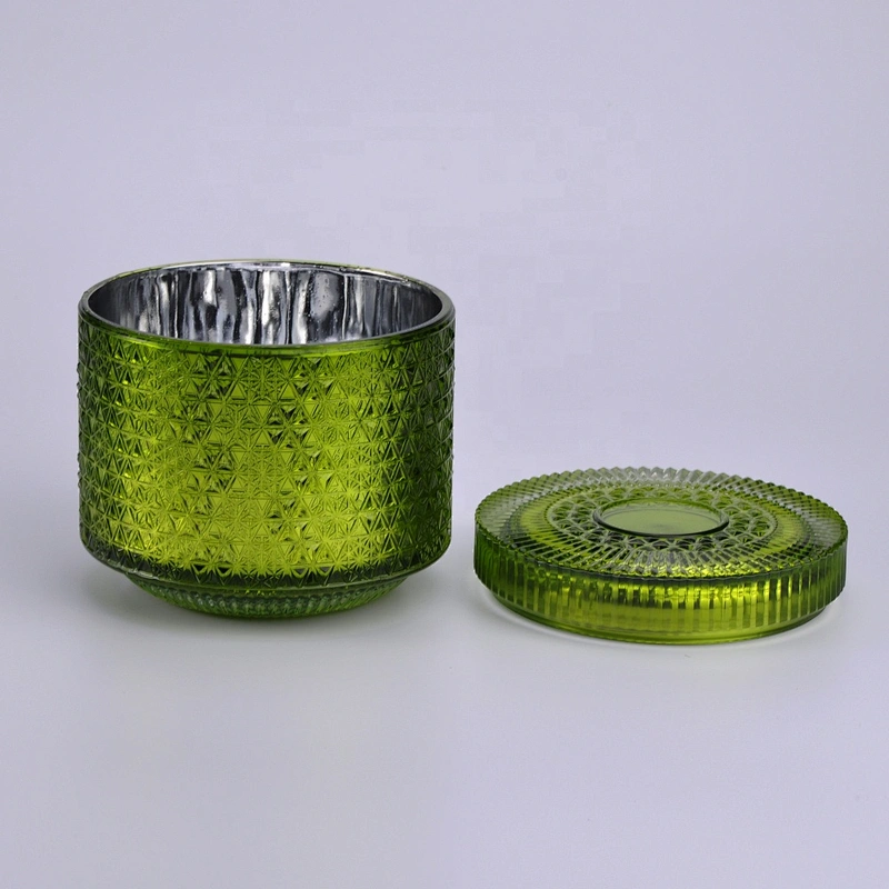 Restaurant table luxury glass candle holders with glass lids