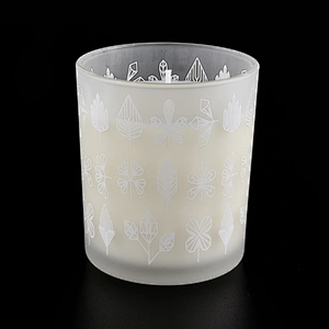 Sunny new design white frosted luxury glass candle jar for candle making