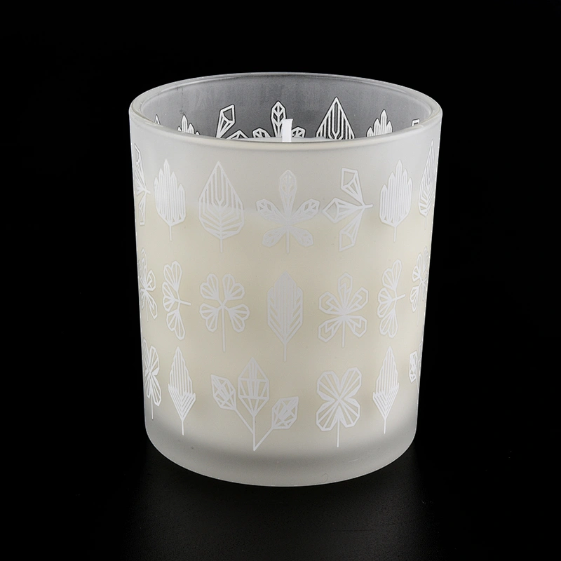 Sunny new design white frosted luxury glass candle jar for candle making