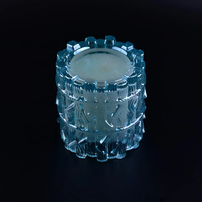 Home decoration tree branch tealight blue crystal Glass candle jar