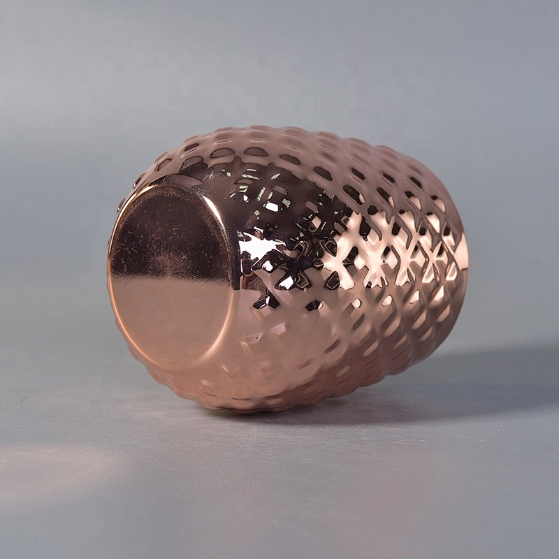 Diamond Pattern Metal Candle Jars Stainless Steel Gold Candle Holders for Soy Wax Home Decor