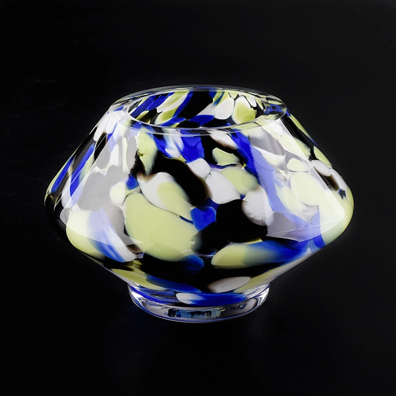 mottled glass vessel for candle making 8 oz glossy candle jar