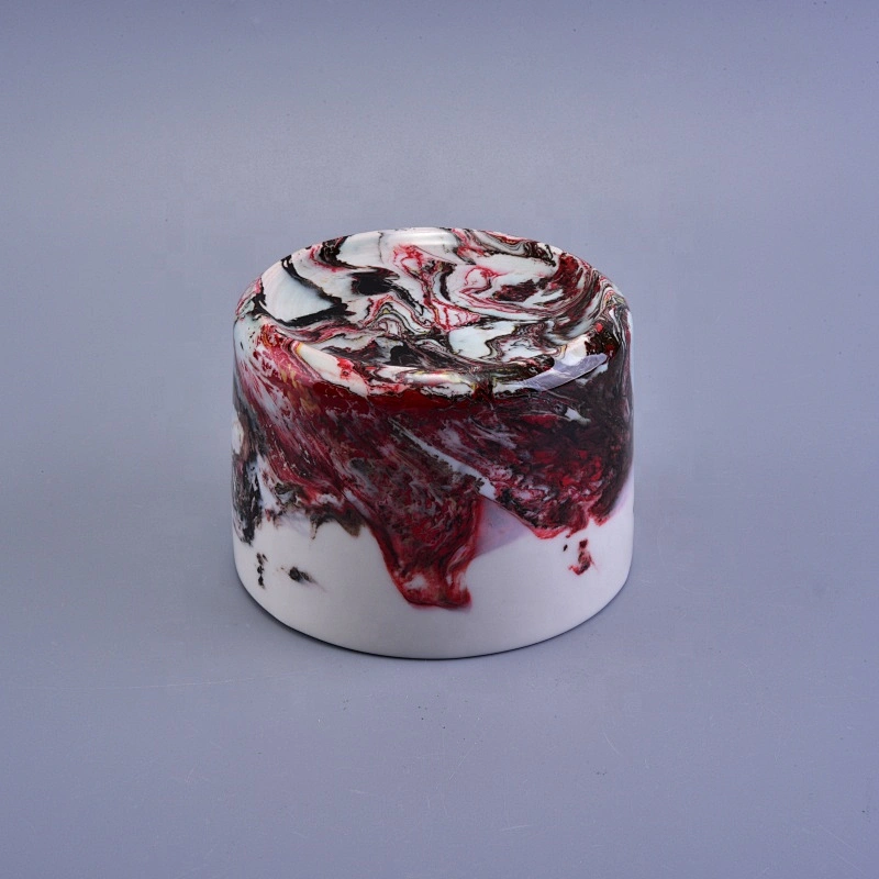 Engraving round ceramic scented candle jar home decor