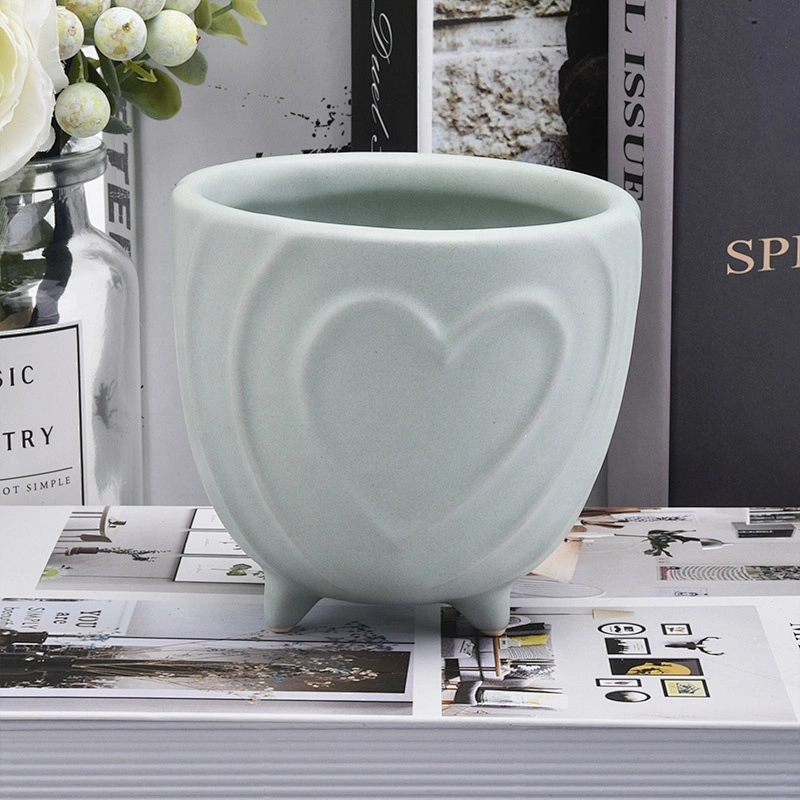 Vintage ceramic candle containers heart pattern candle holder wedding decoration