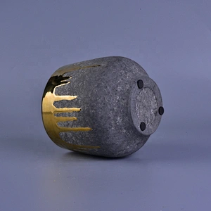 900ml Gold and Grey Stoneware Utensil Ceramic Candle Holders for Home Decoration
