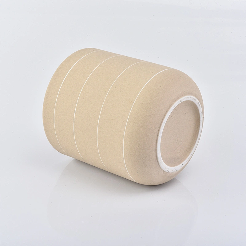matte ceramic candle jar, 12 oz curve bottom ceramic vessel yellow color