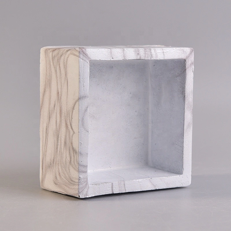 Square cement hurricane candle container wholesales