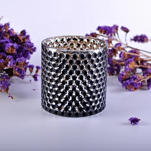 Wholesales mercury luxury black glass candle holder