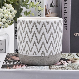 Grey cylinder ceramic candle containers halloween table candle holders for home decor