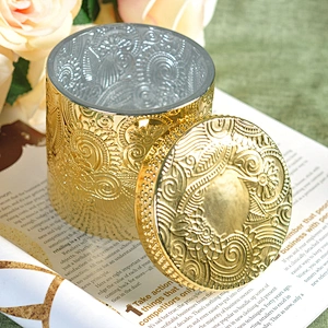 Supplier Luxury Custom golden glass candle jars with gold lid