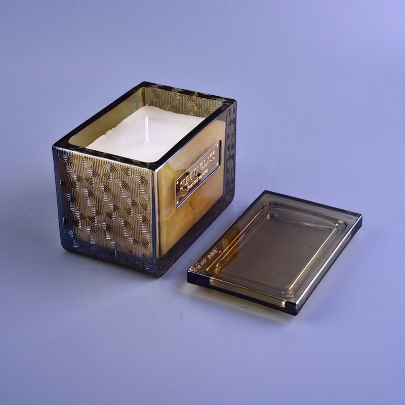 Sunny luxury empty crystal scented square glass candle jar with lids