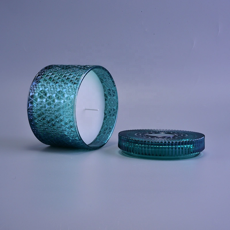Sunny design blue luxury votive glass candle jar with lids 10oz