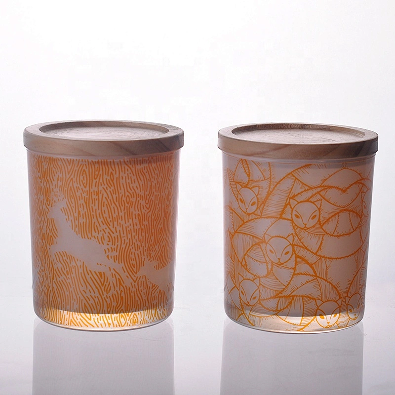26+years brand cooperation 10oz antique glass candle holders with wood lids