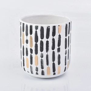 Antique Cylinder Candle vessel Ceramic Candle Holder With Golden Printing Home Decor Wholesale