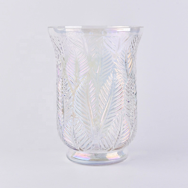 Clear leaf candle container high votive scented glass candle vessel wedding occasion handmade in bulk