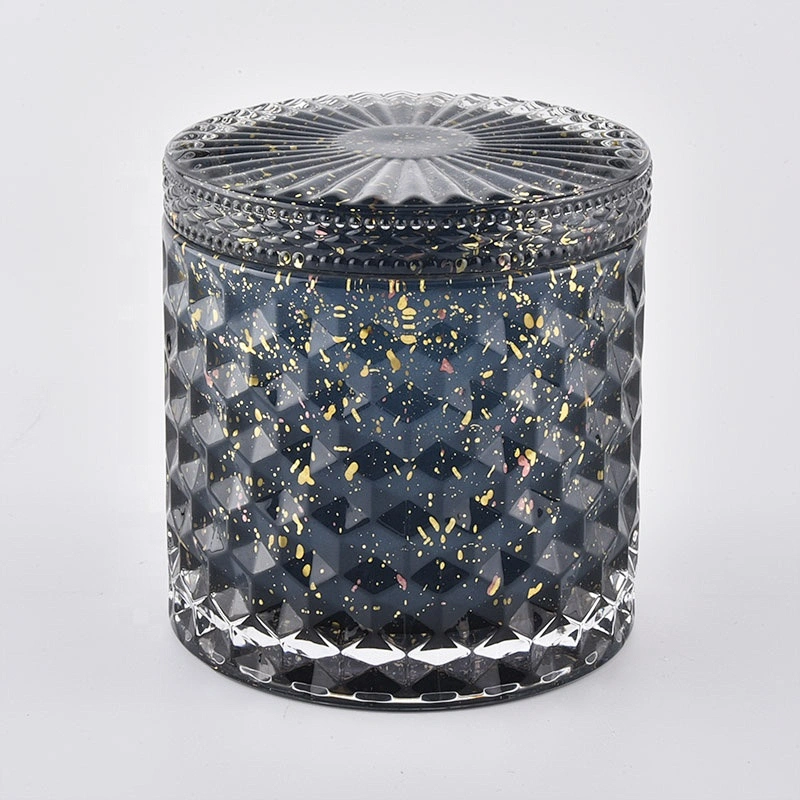 10oz 12oz 14oz manufacturer  scented Luxury embossed glass candle jar with lid