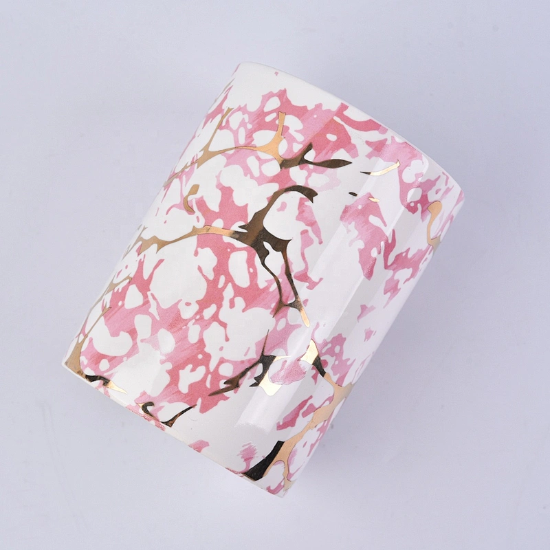 10oz 20oz Sunny design Wholesales custom pink cylinder ceramic candle jar