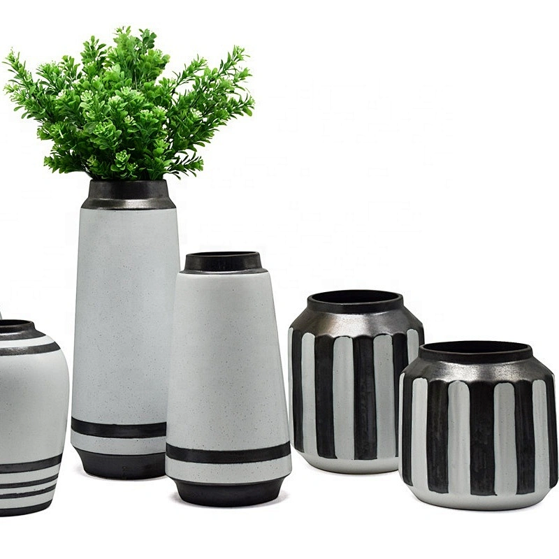 Black Lines Ceramic Vases and Pots for Flower Home Decoration Wholesales